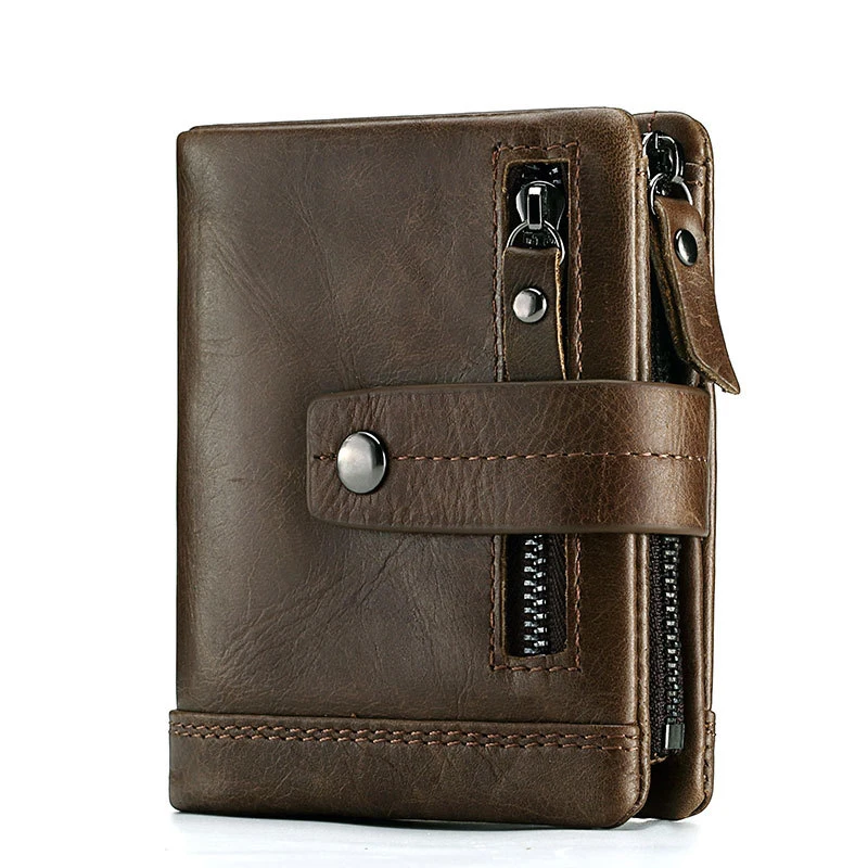 2023 New Design Genuine Leather Men Wallet Coin Purse Small Card Holder PORTFOLIO Male Wallet Pocket Coffee Money Bag