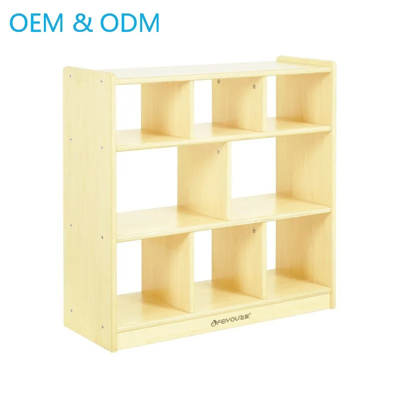 Feiyou Kindergarten Kids Wooden Toy Storage Cabinet Montessori Cabinet Storage Toy Shelf Storage Organizer Cabinets plastic tray