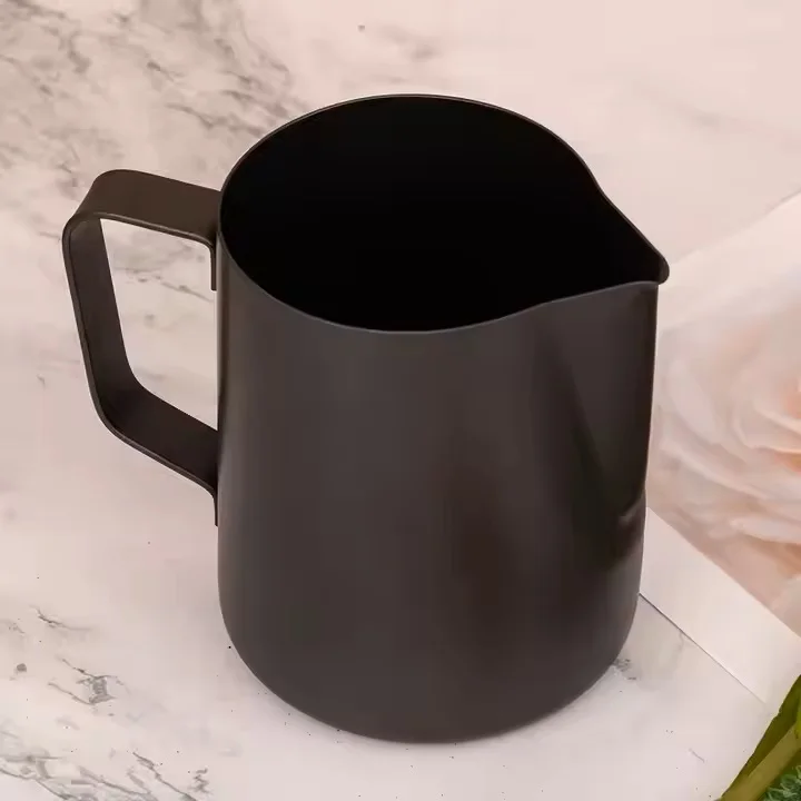China Manufacture Quality Coffee Milk Pitcher Frothing Cup 12 Oz Pitcher Stainless Steel Black