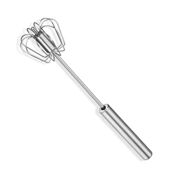Stainless Steel Push-Down Zip Whisk Easy to Use Rotary Whisk Semi-automatic Hand Push Rotary Whisk Blender