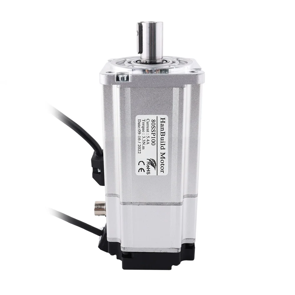 HanBuild 80SSP100 Servo motor driver with brake CNC kit ASD2100 220V 3.3N.m 5.4A 6000rpm Cutting Machine 80 ac servo motor 1000w