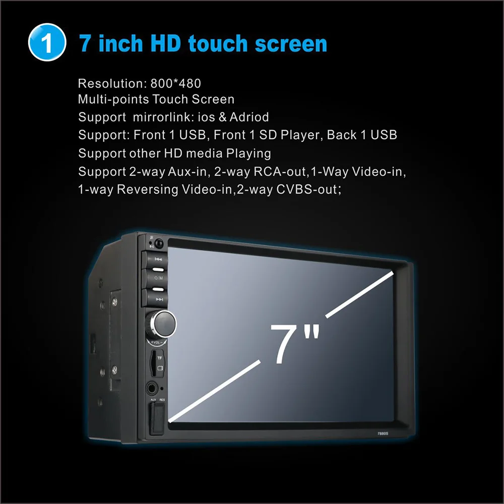 Universal 7 inch Car DVD Player 2 din Car Stereo Video with BT FM Radio Mirror link for Car Dashboard Audio System