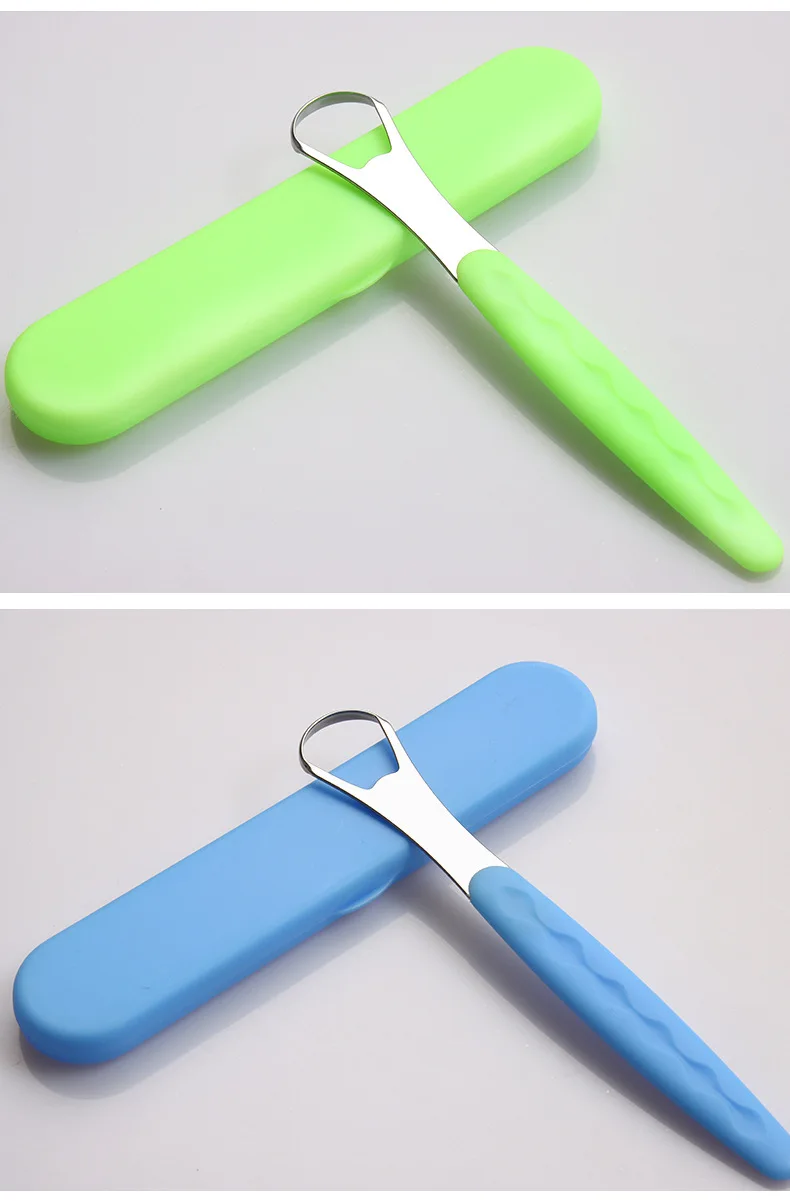  Hot Sale Stainless Steel Tongue Cleaners Private Label Scraper For Clean Oral