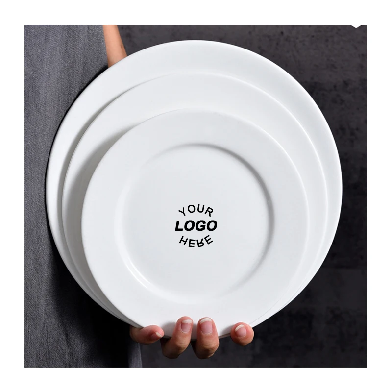 Low Price Customizable Logo dinner plates ceramic dishes and plates service white charger plates wedding