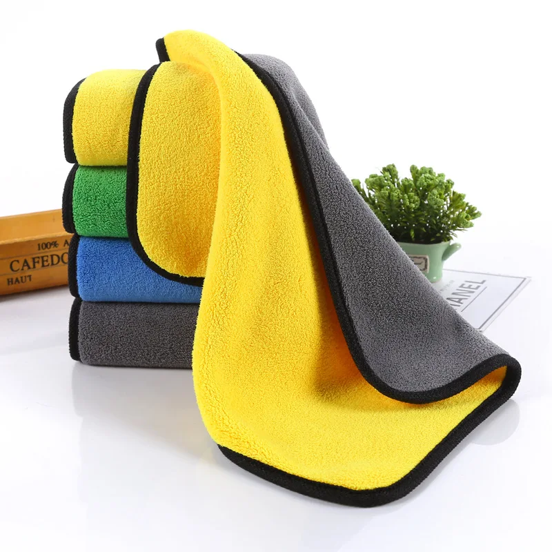 Двусторонняя Абсорбирующая толстая ткань 30 х40 см с логотипом на заказ, очищающая ткань из кораллового флиса и микрофибры