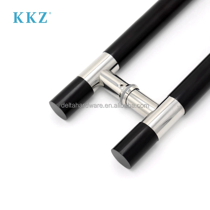 KKZ Modern Unique Design H Type matte black Main Door Handles Stainless Steel  Handles for Office Building