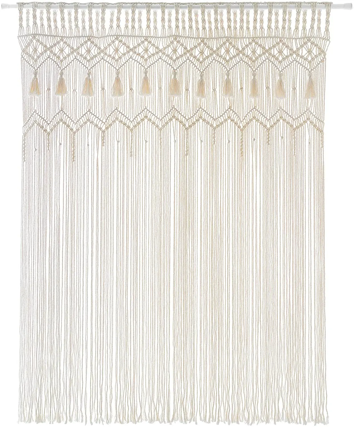 Macrame Curtain Large Boho Woven Wall Hanging Window Curtains Handmade Bohemian Decor for Window Doorway Closet Wedding Backdrop