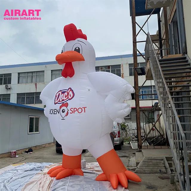 Airart Inflatable Factory Customize Inflatable Advertising Mascot Giant Inflatable Chicken Standing Cartoon Rooster Model