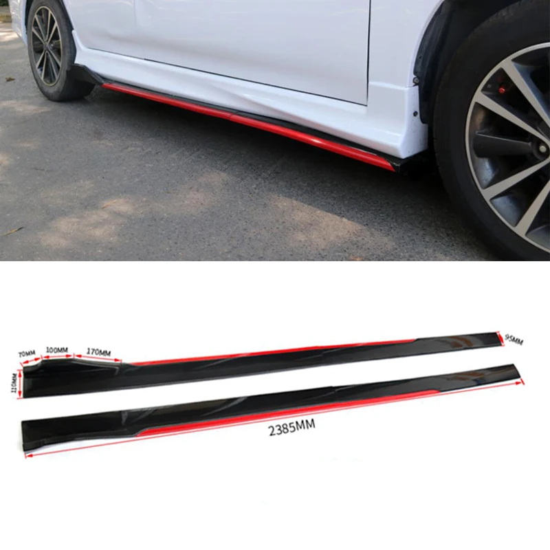 Universal Glossy Black and Red Color New Style Sport Car Accessory Universal Side Skirts auto body kits accessories