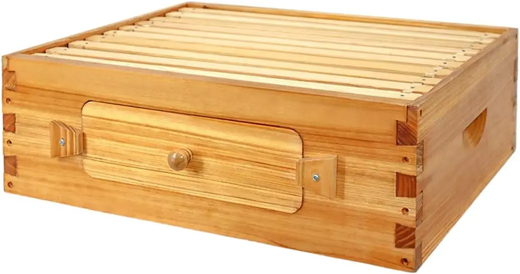 10 Frames Wood Wooden Beehive Box Langstroth Bee Hive with window