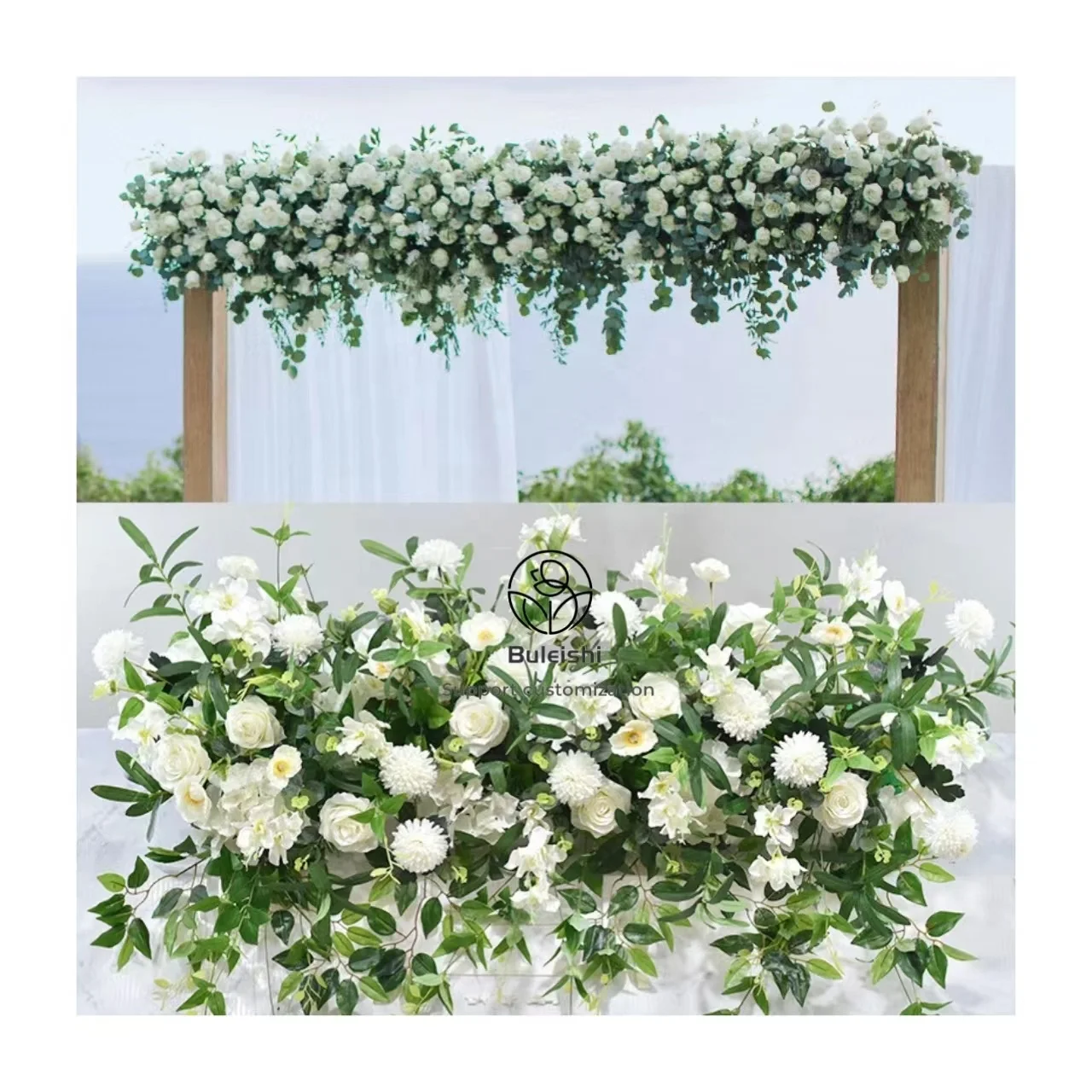 The best price  silk flower artificial flower table runner floor Wedding Decoration Road Guide Wedding arch flower row