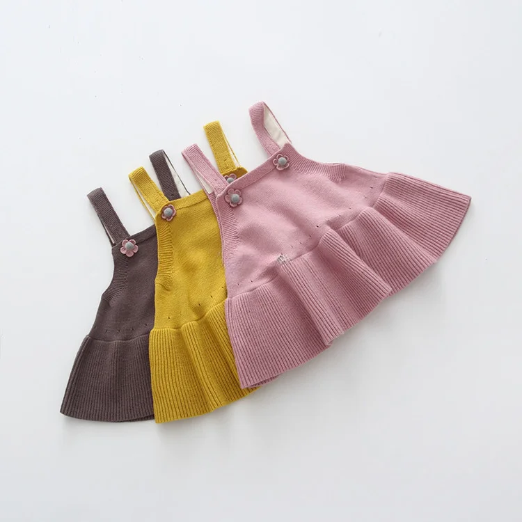 Custom Cute Girls Clothing Fashion Strap Overalls Knitted Pink Mini Sleeveless Baby Girls Tutu Suspender Skirt Top