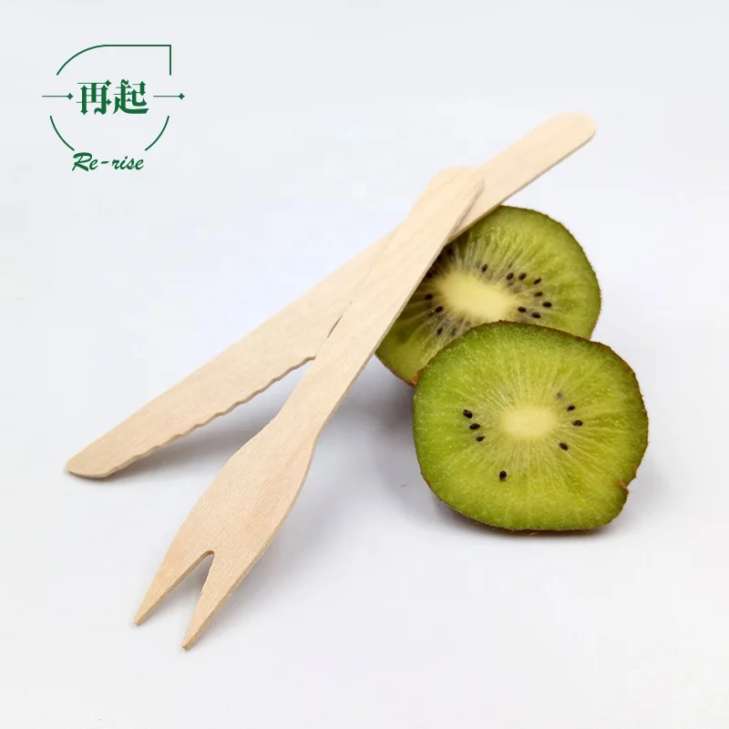 
12cm Eco-friendly Disposable Compostable Wooden Fruit Fork, Chip Fork 