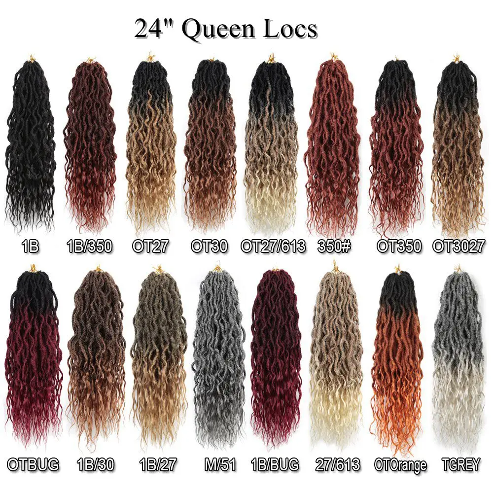 Synthetic Ombre Braids Afro Soft Dreadlocks Pre Looped Gypsy Goddess Faux Locs Crochet Hair With Curly Ends Wavy Queen Locs