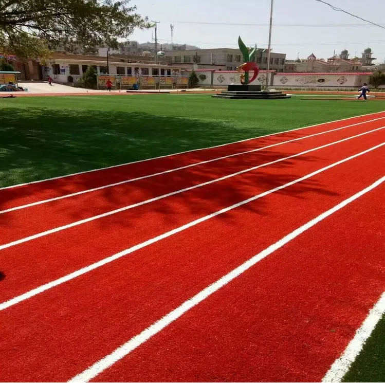 Meisen Red Artificia Grass for School Runway Track Playground Colorful PE filament Fibrillated 20mm Sports Flooring Turf Carpets