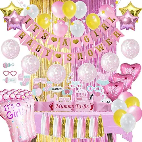 Baby Shower Decorations For Girl Pink and Gold Baby Shower gift in high quality