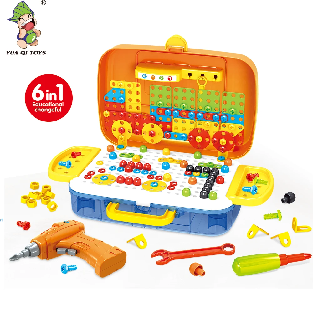 Learning Toys, Construction Engineering Building Block Games with Toy Drill & Screw Driver Tool Set (237 Drill Puzzles)