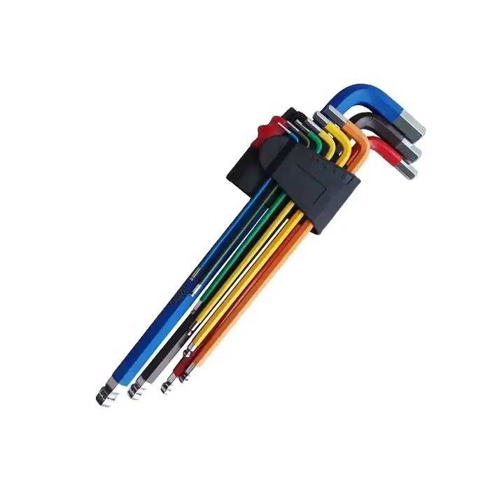 High Quality Hot Sale Oem 9PCS Multi Color Long Arm Ball-End Chrome vanadium steel Allen Hex Key Set