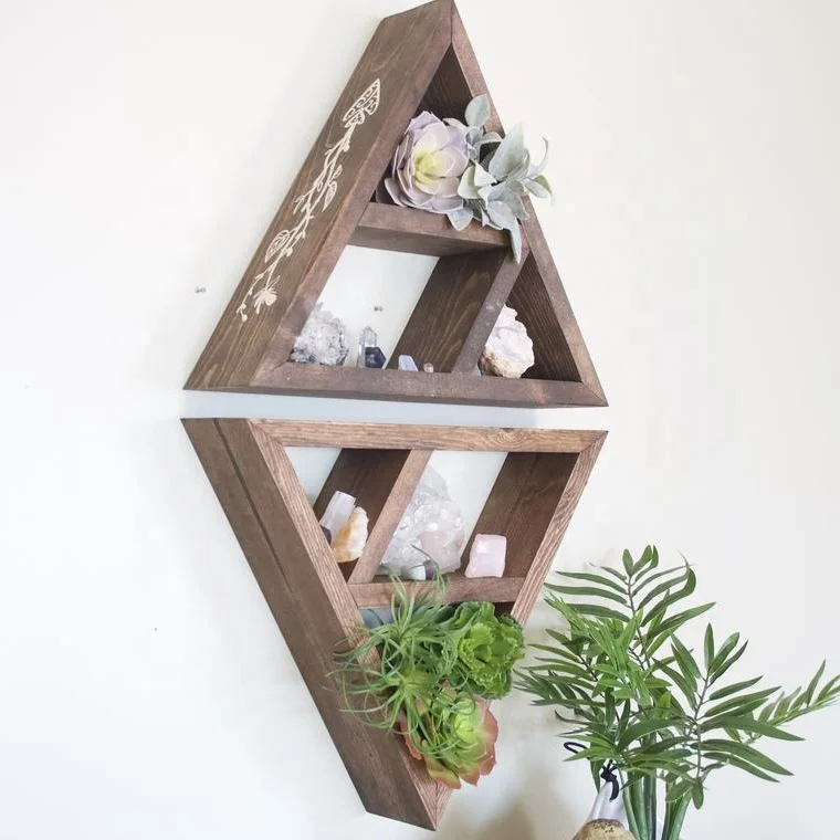 Set of 2 Triangle , Double Triangle Shelf, Geometric, Essential Oil Shelf, Boho Decor