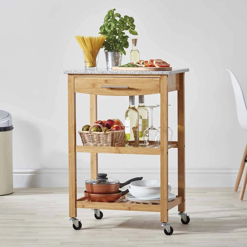 
Eco-friendly Bamboo Kitchen Cart Trolley for Kitchen Sering in Living Room 