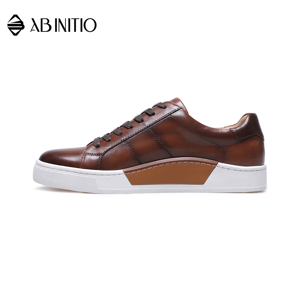 Custom retro genuine leather men casual loafers sneakers shoes