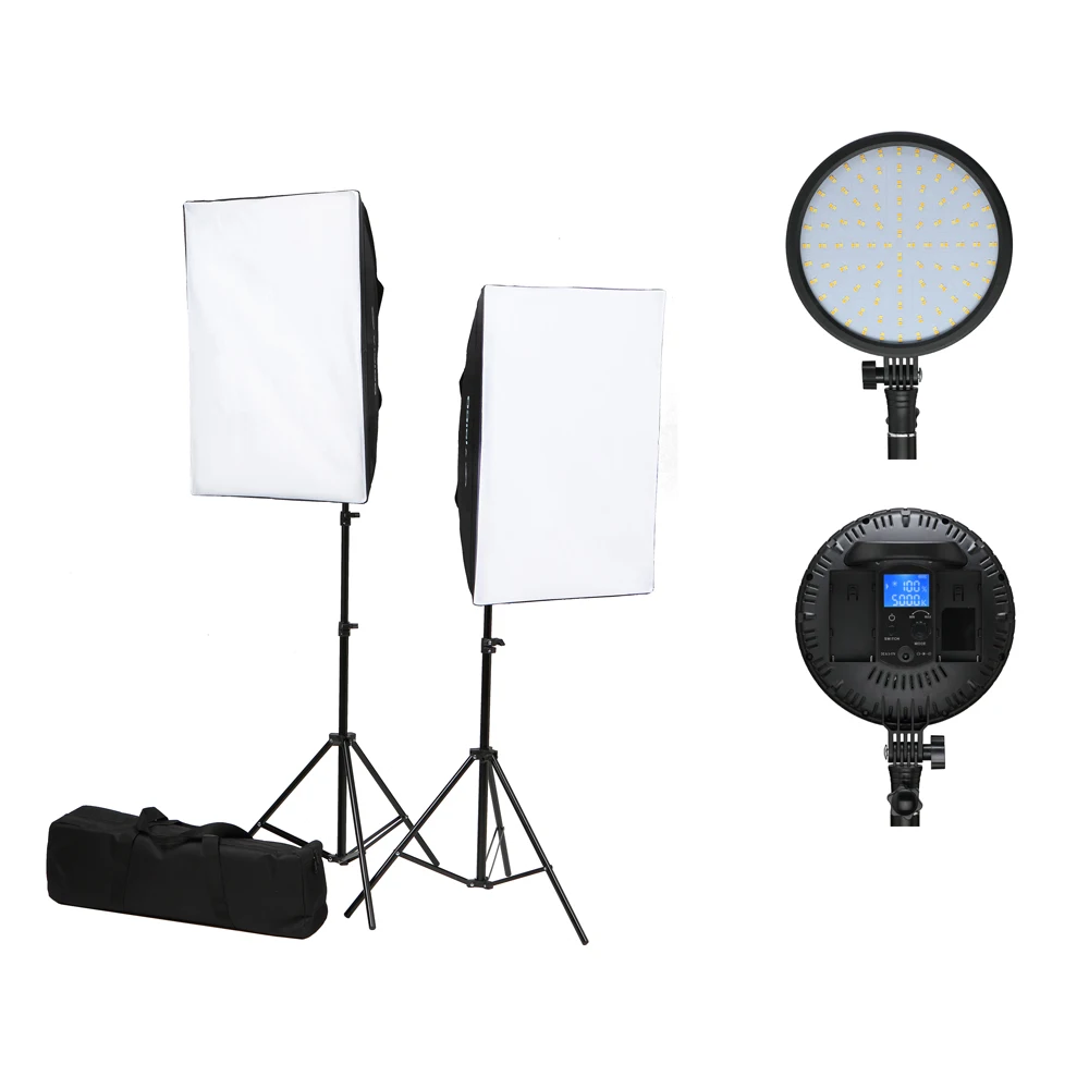 Bi-color two light continuous studio 50*70cm softbox lighting photographic with light stand and softbox KIT