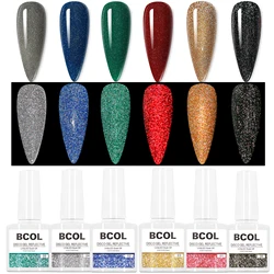 BCOL DISCO Reflective Semi Permanent Gel Nail Art Polish Starter Kit Soak Off UV LED Custom Private Label 6Color Cruelty Free