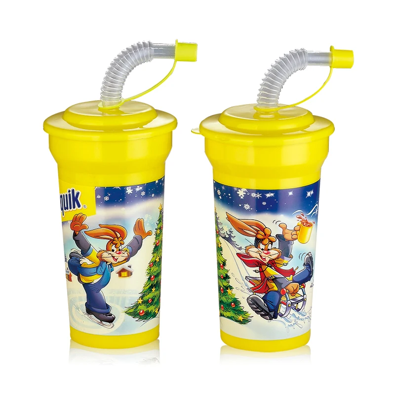 BPA Free Reusable Stackable Children plastic Drinking Tumbler cup with Lid and straw