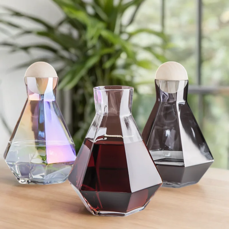 Multi-colour Large Capacity high borosilicate heat resistant kettle with wooden ball and unique shaped cup for home