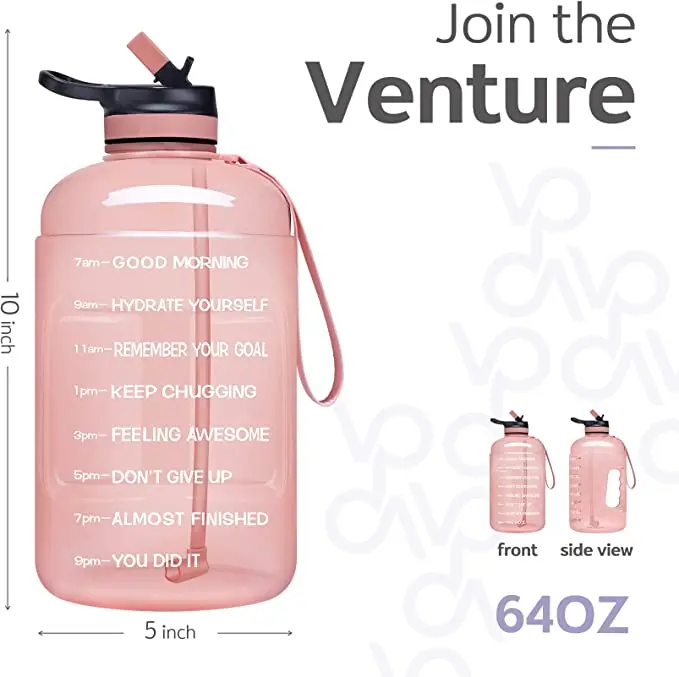 1 gallon fitness water jug gallon 64oz 2l 2 liter 2.2l Motivational Sport Plastic Custom Gym Gallon Water Bottle