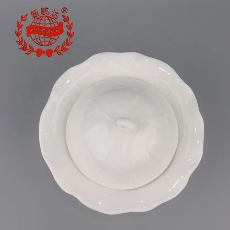 Hot Sale Super White Lotus-shaped stewed pot with LID Ceramic Soup Bowl with Lid