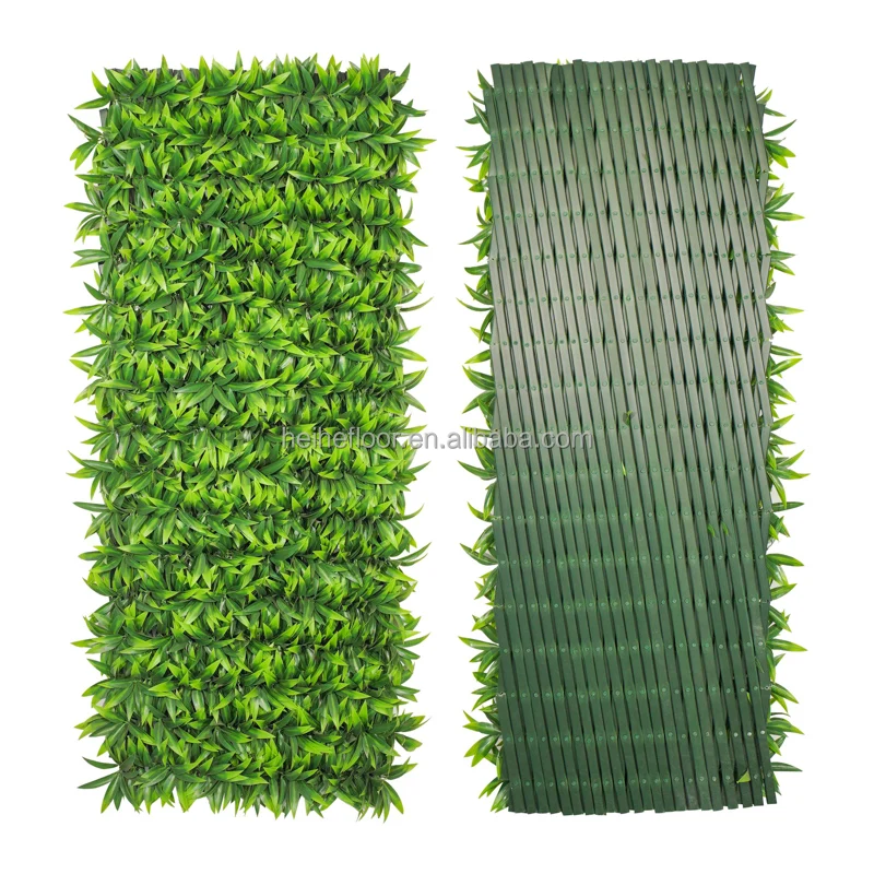 Wholesale Artificial Expandable Plastic Garden Decor Grass-Type Plant Fence with Fake Leaf Hedge Privacy Barrier