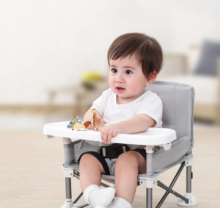 Portable Foldable Toddler Dining Booster Seat Baby Feeding Dining Chair with Tray and Bag for Outdoor and Bedroom Use