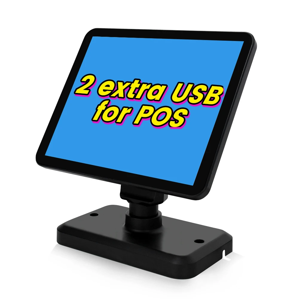 Adjustable High Stand Lcd True Flat 9.7 Inches Pos Monitor Customer Display With 75*75mm Vesa Mount Pos Pole Displays