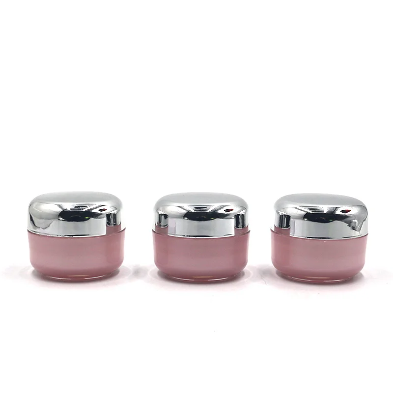 Luxury 50g Round shape design sliver cap pink empty face cream jar for Cosmetic packaging