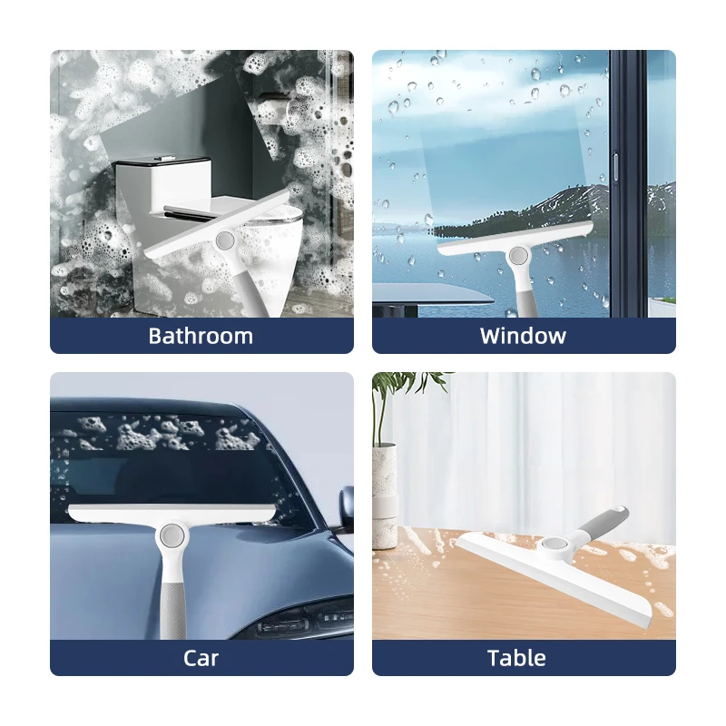 Eco friendly window glass cleaning wiper pp handle window squeegee cleaner 360 rotate Silicone Rubber Window Squeegee