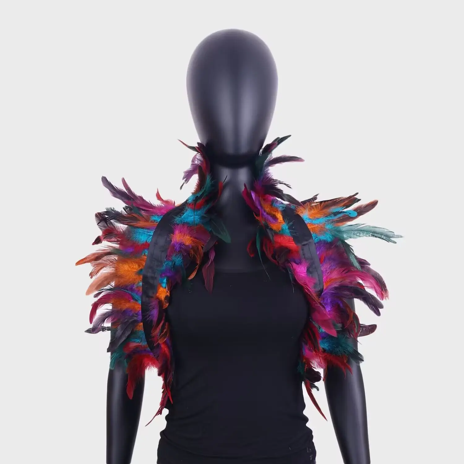 Fashion Gothic Feather Cape Halloween Party Prom Cape Performance Feather Accessories Cape