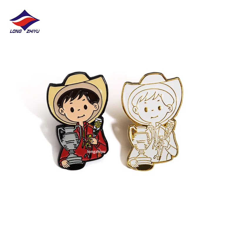Longzhiyu metal logo pin badge maker custom funny smiley badge pins personalized cute cartoon character pins