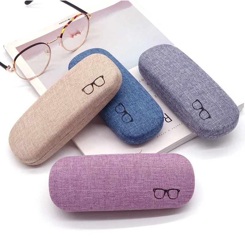 Hard Shell Eyeglasses Case Protector Linen Fabrics Leather Large Concise Custom Logo Box Sunglasses Packaging Glasses Case