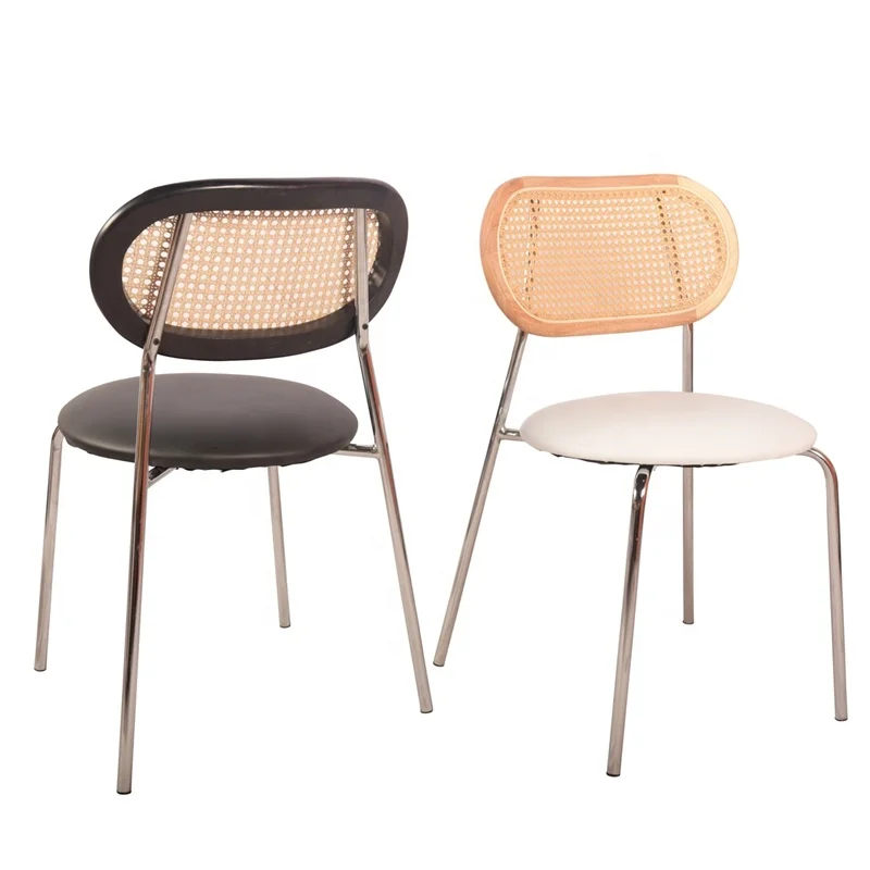 North European Japandi Modern Luxury Elegant Dining Room Single Leisure Simple Movable Solid Wood Chandigarh Rattan Chair