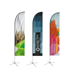 B-play Custom Size Durable Silver Aluminium 4.5m Feather Flag Pole Beach Flags