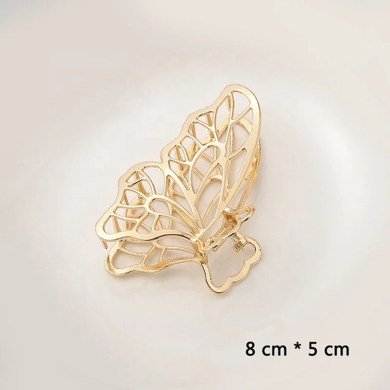 
Custom 2021 Summer Fashionable Hairpin Women Metallic Butterfly Claw Hair Clips 