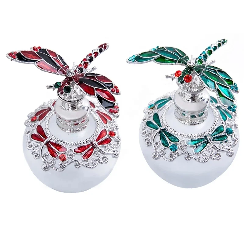 40ml Patented Metal Dragonfly Animal Perfume Frosted Essential Oil Bottle Glass Attar Refillable Bottle Factory Outlet#81148