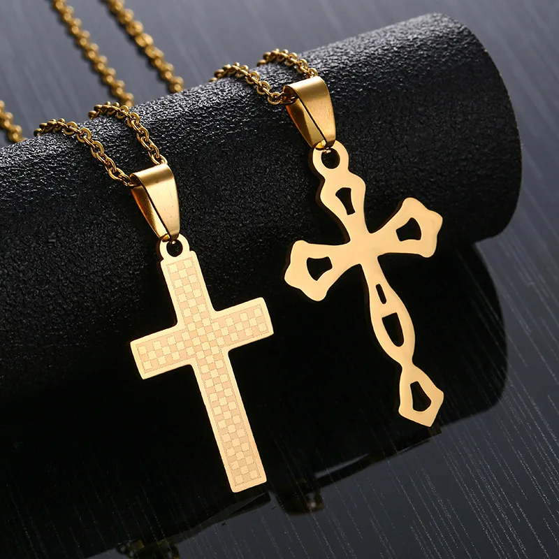 2024 Orthodox Scapular Christian Catholic Religious Gold Plated Stainless Steel Chain Jesus Cross Pendant Necklace For Women Men