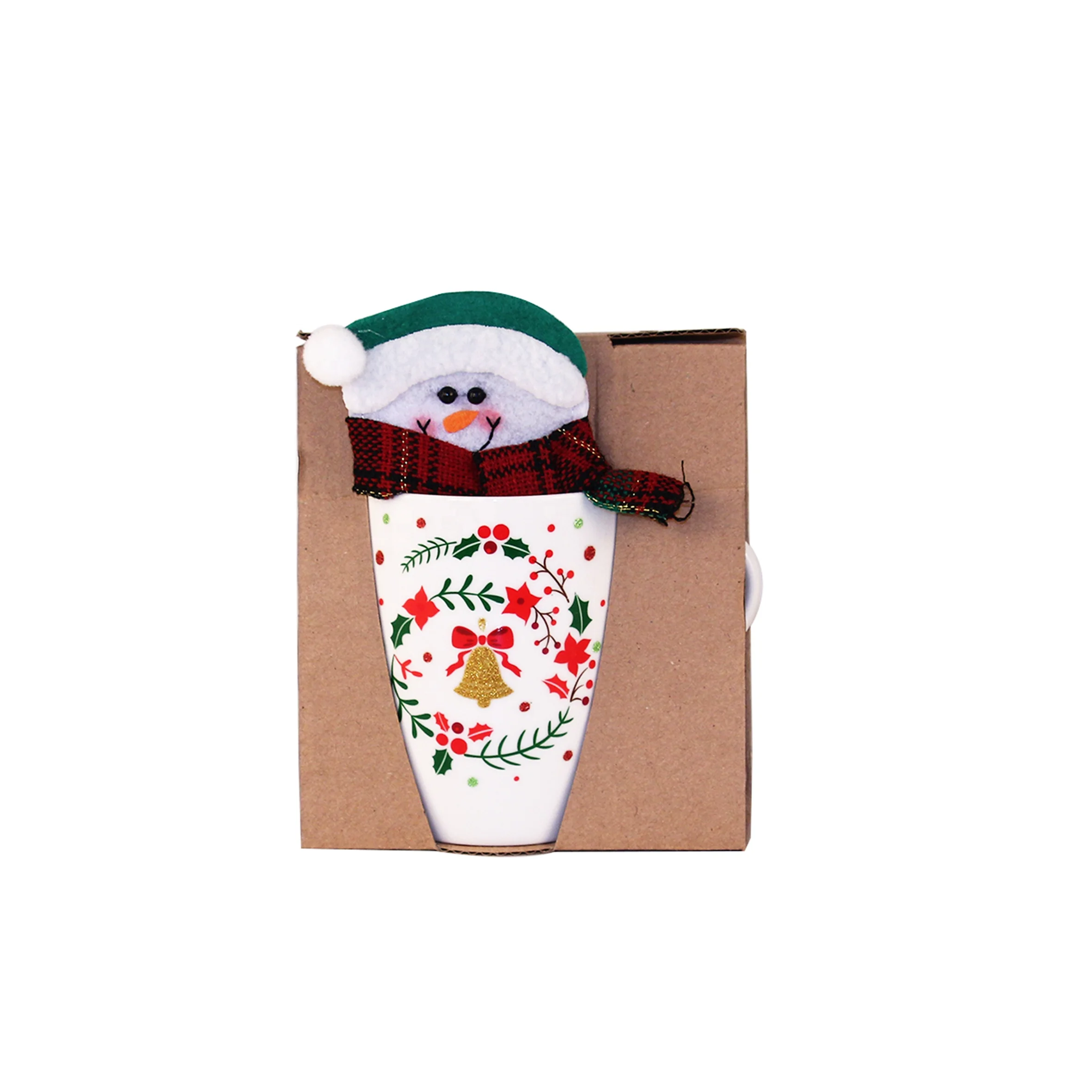 Ceramic Christmas Cup Gift Set Unique Souvenir Gift Small Christmas Decoration Items Handmade White Customized Food Contact Safe