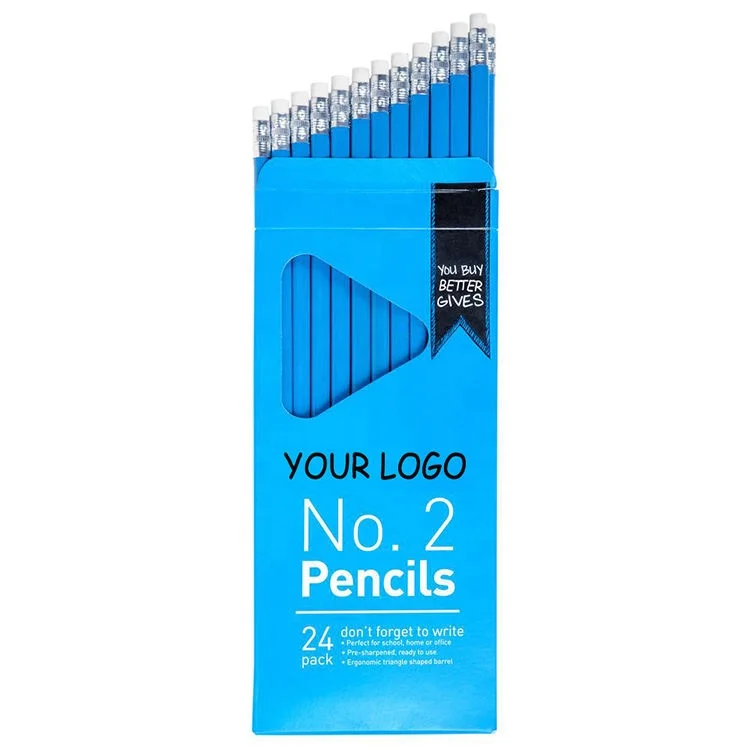 DASHENG Best supplier wholesale lapiz high quality print logo school items wood pencil set Custom Pencils with eraser on the top