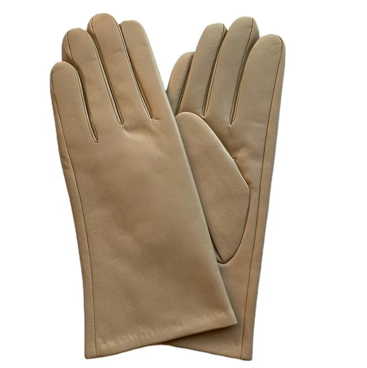 ZF5507 Beige Color Women Fancy Leather Gloves