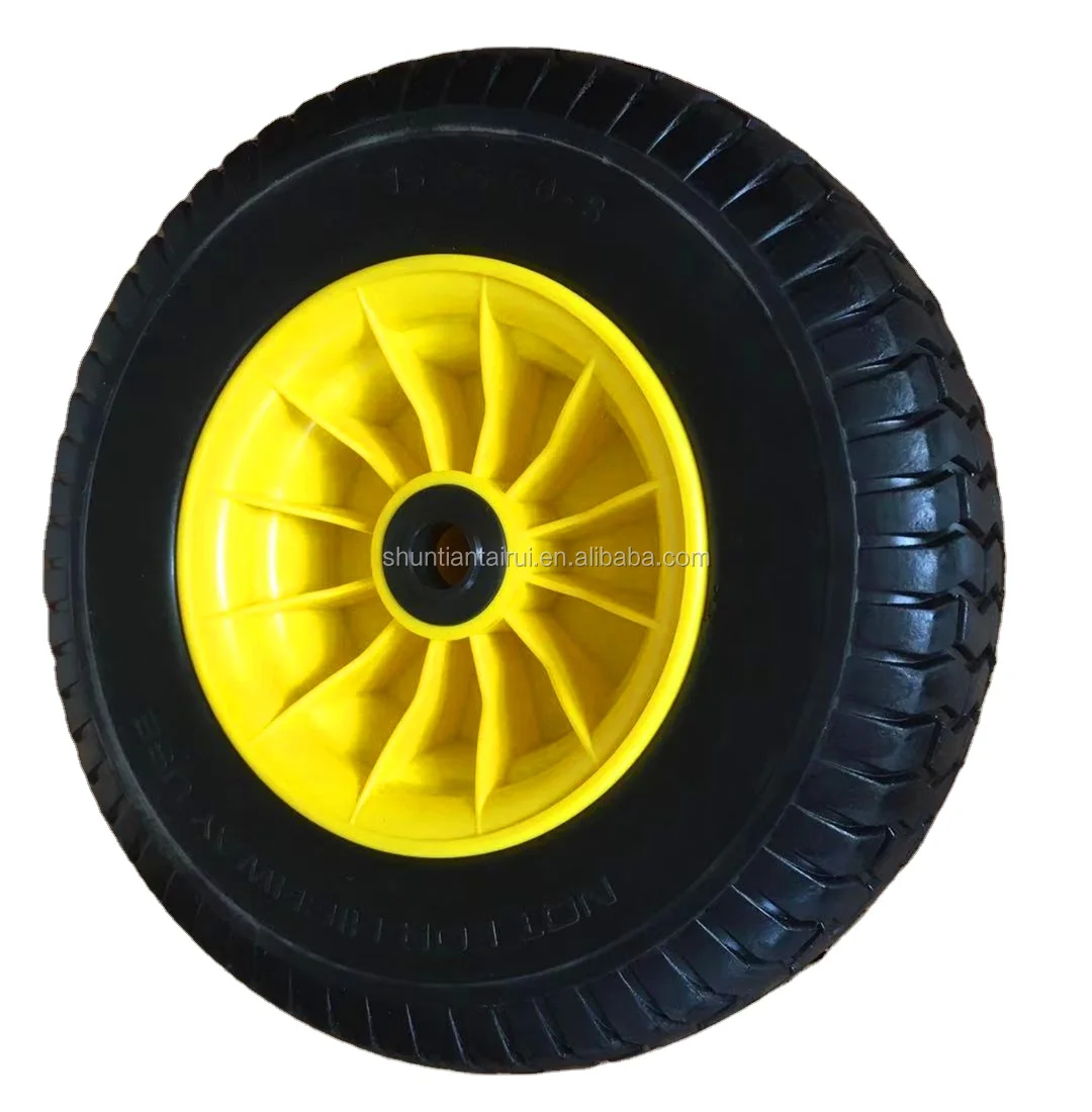 
High Quality Heavy Duty Flat Free 16 inch 650-8 PU Foam Wheel Solid Tire Wheel used for hand trucks and wheelbarrow 