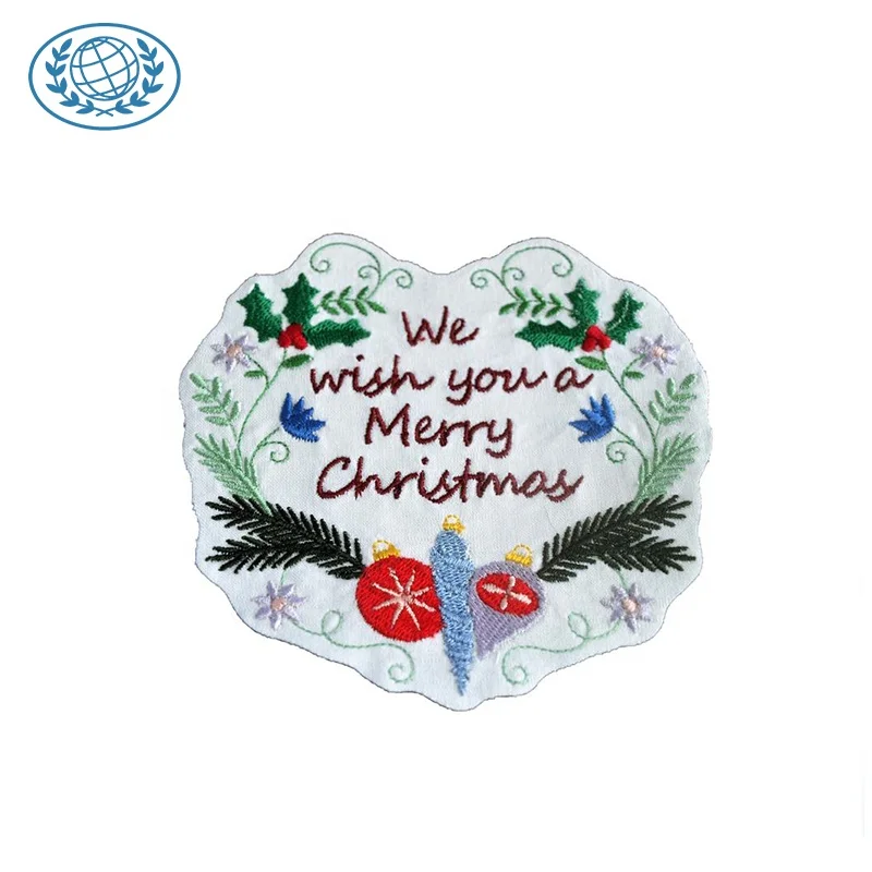 Patch Manufacture  Direct Custom Embroidery Uniform Patch Metallic Thread Embroidered Christmas patch
