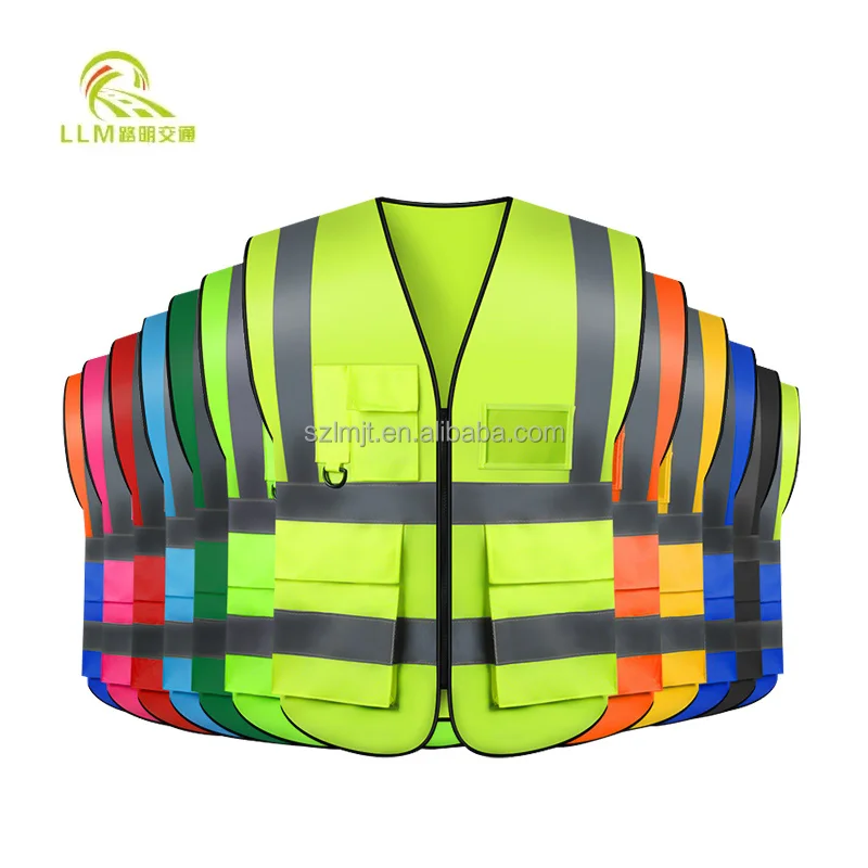 Custom Safety Jacket High Visibility Reflective Tape Security Clothing Construction Reflective Safety Vest